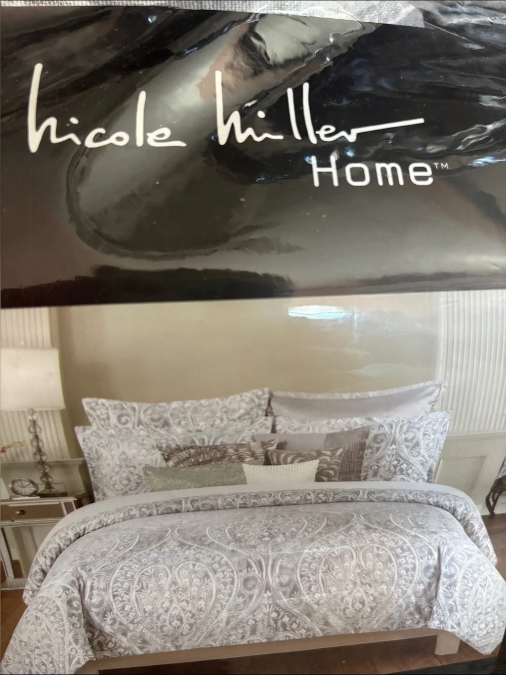 Nicole Miller Gray Paisley Comforter Set - Neutral Gray.